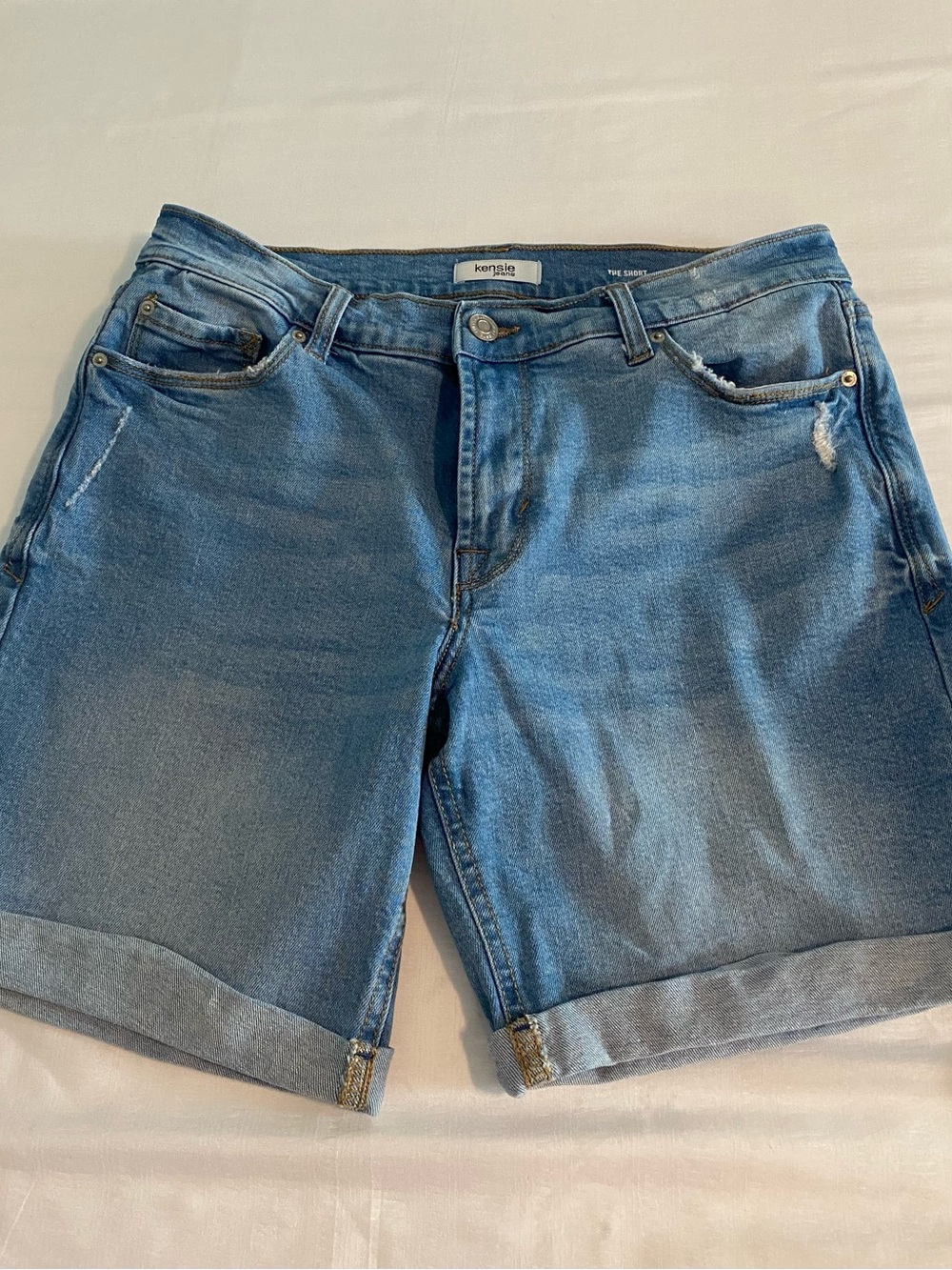 Kensie Light Blue Distressed Denim Shorts